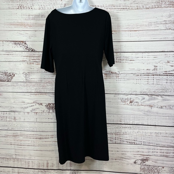 Dress Barn Black Ruched Elboe Sleeve Tulip Hem Formal Dress - Picture 7 of 14